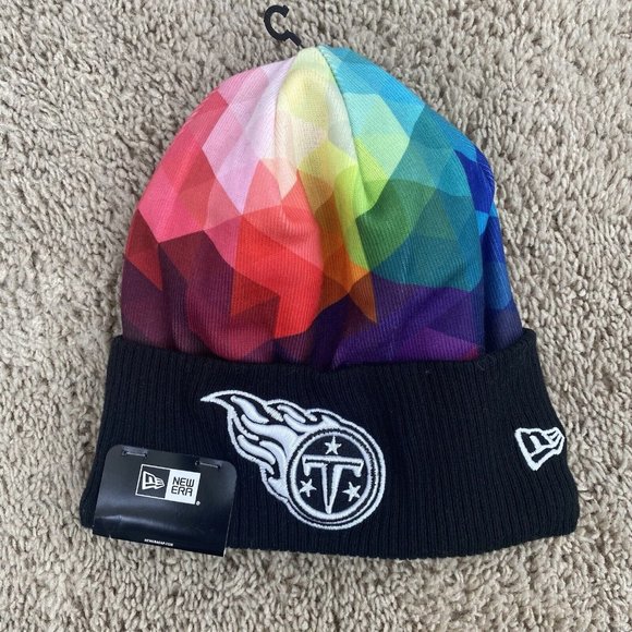 Tennessee Titans New Era Beanie 2023 NFL Crucial Catch Black Cuffed Knit Hat NWT - Picture 1 of 4